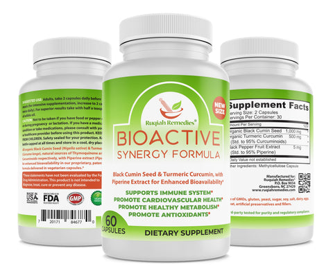 Triple Pack- Bioactive Synergy Formula: Turmeric, Black Seed and Piperine extract